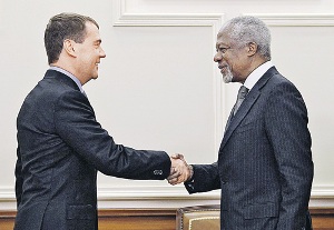 Кофи Аннан и Дмитрий Медведев обсудили ситуацию в Сирии